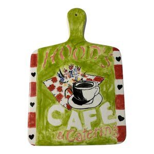 Hand Painted Ceramic Wall Paddle Hood’s Café & Catering Folk Art Kitchen Decor 1